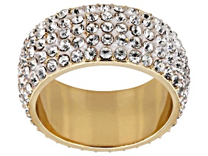 Pre-Owned White Crystal Gold Tone Band Ring