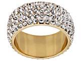 Pre-Owned White Crystal Gold Tone Band Ring
