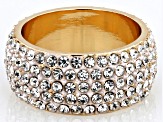 Pre-Owned White Crystal Gold Tone Band Ring