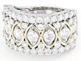 Pre-Owned Moissanite platineve and 14k yellow gold over silver ring 2.06ctw DEW