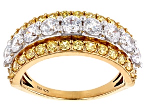 Pre-Owned Canary And White Cubic Zirconia 18K Yellow Gold Over Sterling Silver Ring 3.00ctw