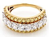 Pre-Owned Canary And White Cubic Zirconia 18K Yellow Gold Over Sterling Silver Ring 3.00ctw