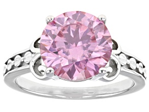 Pre-Owned Pink Moissanite Platineve Solitaire Ring 4.75ct DEW.