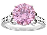 Pre-Owned Pink Moissanite Platineve Solitaire Ring 4.75ct DEW.