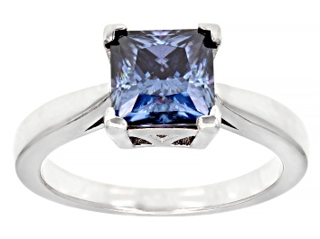 Picture of Pre-Owned Blue moissanite platineve solitaire ring 2.30ct DEW