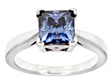 Pre-Owned Blue moissanite platineve solitaire ring 2.30ct DEW