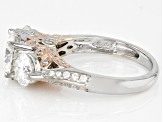 Pre-Owned Moissanite Platineve and 14k Rose Gold Over Silver Ring 4.00ctw DEW