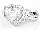 Pre-Owned Moissanite Platineve Heart Ring 4.12ctw DEW