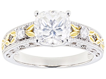 Picture of Pre-Owned Moissanite Platineve and 14k yellow gold over silver ring 2.12ctw DEW.