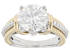 Pre-Owned Moissanite platineve and 14k yellow gold over sterling silver ring 3.90ctw DEW