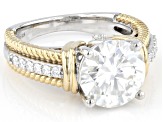 Pre-Owned Moissanite platineve and 14k yellow gold over sterling silver ring 3.90ctw DEW