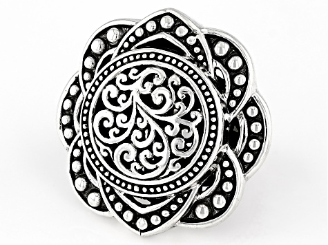 Pre-Owned Sterling Silver Filigree Beaded Ring