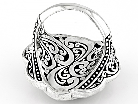 Pre-Owned Sterling Silver Filigree Beaded Ring