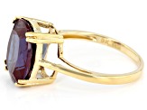 Pre-Owned Color Change Lab Created Alexandrite 14k Yellow Gold Ring  5.27ct