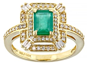 Pre-Owned Green Emerald 14k Yellow Gold Ring 1.16ctw