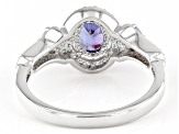 Pre-Owned Blue Tanzanite Rhodium Over Sterling Silver Ring