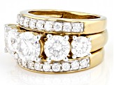 Pre-Owned Moissanite 14k yellow gold over sterling silver ring with two bands 4.40ctw DEW