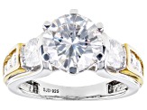 Pre-Owned Moissanite Platineve And 14k Yellow Gold Over Silver Ring 3.78ctw D.E.W