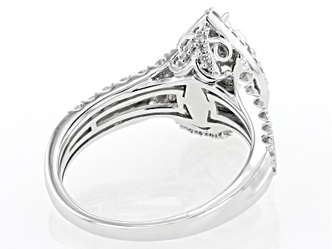 Pre-Owned White Diamond 10k White Gold Halo Ring 1.00ctw