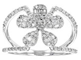 Pre-Owned White Diamond 10k White Gold Open Design Floral Ring 0.50ctw