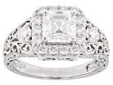 Pre-Owned Moissanite platineve halo ring 2.59ctw DEW