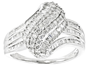 Pre-Owned White Diamond 10k White Gold Cluster Ring 1.00ctw