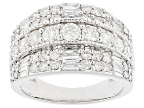 Pre-Owned White Diamond 950 Platinum Wide Band Cluster Ring 1.75ctw