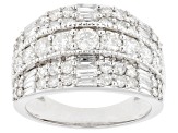 Pre-Owned White Diamond 950 Platinum Wide Band Cluster Ring 1.75ctw