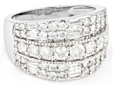 Pre-Owned White Diamond 950 Platinum Wide Band Cluster Ring 1.75ctw