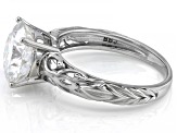 Pre-Owned Moissanite Inferno cut Platineve Solitaire ring 4.13ct DEW.
