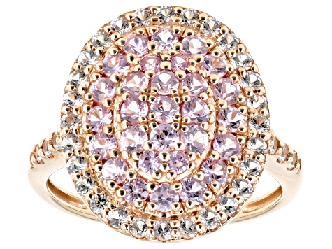 Pre-Owned Pink And White Sapphire With 10k Rose Gold Ring 1.44ctw