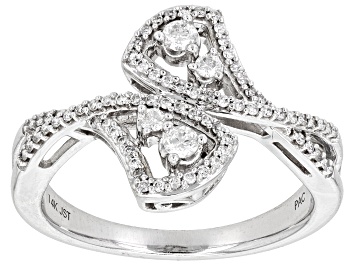 Picture of Pre-Owned White Diamond 14k White Gold Bypass Ring 0.33ctw