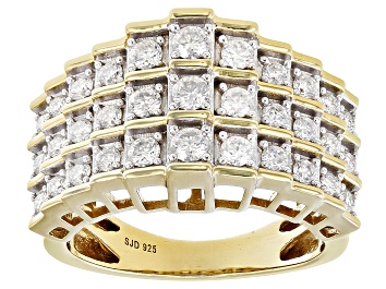 Picture of Pre-Owned Moissanite 14k Yellow Gold Over Silver Pyramid Ring 1.02ctw DEW.