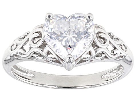 Pre-Owned Moissanite Platineve Heart Ring 2.18ct DEW.