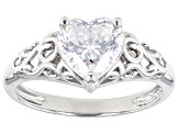 Pre-Owned Moissanite Platineve Heart Ring 2.18ct DEW.