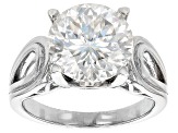 Pre-Owned Moissanite Inferno cut Platineve Solitaire Ring 5.66ct DEW.
