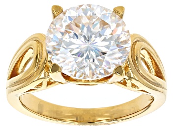 Picture of Pre-Owned Moissanite Inferno cut 14k Yellow Gold Over Silver Ring 5.66ct DEW.