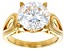 Pre-Owned Moissanite Inferno cut 14k Yellow Gold Over Silver Ring 5.66ct DEW.