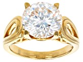 Pre-Owned Moissanite Inferno cut 14k Yellow Gold Over Silver Ring 5.66ct DEW.