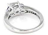 Pre-Owned Moissanite and tanzanite platineve engagement ring 1.94ctw DEW