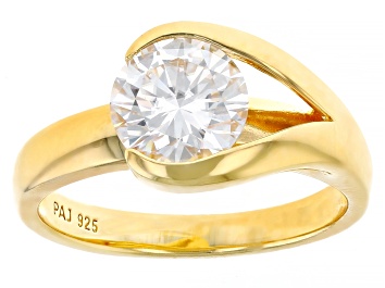 Picture of Pre-Owned Moissanite 14k Yellow Gold Over Silver Ring 1.50ct DEW