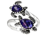 Pre-Owned Purple Turquoise Sterling Silver Turtle Bypass Ring