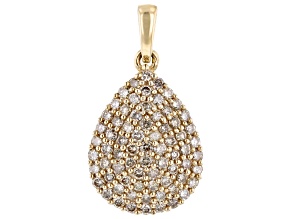 Pre-Owned Candlelight Diamonds™ 10k Yellow Gold Cluster Pendant 1.45ctw
