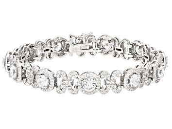Picture of Pre-Owned Cubic Zirconia Rhodium Over Sterling Silver Bracelet 11.79ctw (7.48ctw DEW)