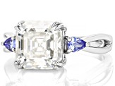 Pre-Owned Moissanite And Tanzanite Platineve Ring 3.92ct DEW.