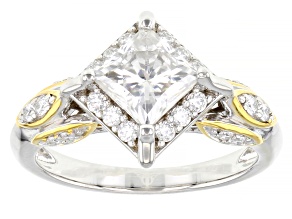 Pre-Owned Moissanite Platineve And 14k Yellow Gold Over Silver Ring 1.60ctw DEW.