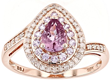 Picture of Pre-Owned Color Shift Garnet with Pink Sapphire and White Diamond 10k Rose Gold Ring 0.98ctw