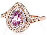 Pre-Owned Color Shift Garnet with Pink Sapphire and White Diamond 10k Rose Gold Ring 0.98ctw