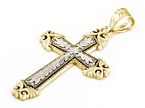 Pre-Owned 10K Yellow Gold & Rhodium Over 10K Yellow Gold Cross Pendant