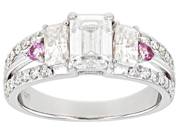 Picture of Pre-Owned Moissanite and pink sapphire platineve ring 1.95ctw DEW